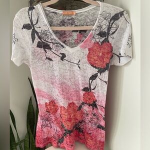 Cut Cute distressed floral t shirt size medium
